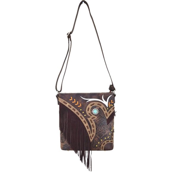 Stylish Western Cowgirl Crossbody Purse with Adjustable Strap - 10 in, Coffee - Picture 3 of 5